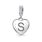 Initial Alphabet Bead Charm Light Purple Heart Crystal Sterling Silver Bracelet - Image 26