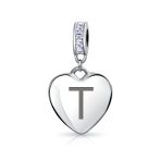 Initial Alphabet Bead Charm Light Purple Heart Crystal Sterling Silver Bracelet - Image 19