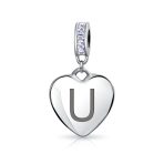 Initial Alphabet Bead Charm Light Purple Heart Crystal Sterling Silver Bracelet - Image 20