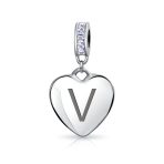 Initial Alphabet Bead Charm Light Purple Heart Crystal Sterling Silver Bracelet - Image 21