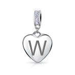 Initial Alphabet Bead Charm Light Purple Heart Crystal Sterling Silver Bracelet - Image 22
