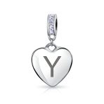 Initial Alphabet Bead Charm Light Purple Heart Crystal Sterling Silver Bracelet - Image 24
