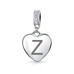 Initial Alphabet Bead Charm Light Purple Heart Crystal Sterling Silver Bracelet - Image 25