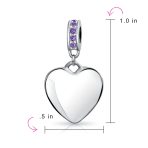 Initial Monogram Crystal Heart Dangle Charm Bead Sterling Silver Birthstone - Image 19