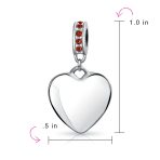 Initial Monogram Crystal Heart Dangle Charm Bead Sterling Silver Birthstone - Image 13