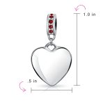 Initial Monogram Crystal Heart Dangle Charm Bead Sterling Silver Birthstone - Image 17