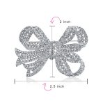 Victorian Style Crystal Pave Filigree Ribbon Large Brooch Pin Silver Plated - Image 13