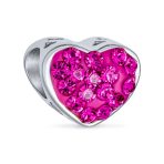 Set of 2 I Love You Princess Heart & Solid Pink Crystal Bead Charm Silver - Image 4