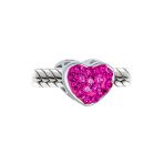 Set of 2 I Love You Princess Heart & Solid Pink Crystal Bead Charm Silver - Image 5