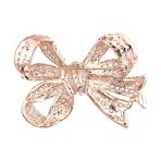 Set of 2 Victorian Style Crystal Filigree Ribbon Brooch Pin Rose Gold Plated - Image 6