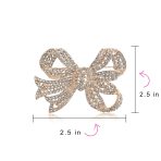 Set of 2 Victorian Style Crystal Filigree Ribbon Brooch Pin Rose Gold Plated - Image 10