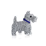Large Statement Crystal Pet Terrier Dog Brooch Pin Silver Plated