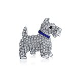 Large Statement Crystal Pet Terrier Dog Brooch Pin Silver Plated