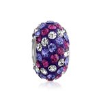 Green White Striped Crystal Bead Charm for European Bracelet Silver Core - Image 4