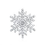 Classic Christmas Brooche Pin White Pearl Crystal Snowflake Scarf Accessory