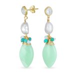 Fine Fashion Dangle Gemstone Earrings with Multi-Color Crystal Beads and Pearls