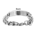 Men's Silver Tone Stainless Steel Cross ID Bracelet with Curb Chain - Image 4