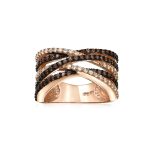 Crossover Statement Ring Two Tone Brown Black Pave CZ Rose Silver Plated Band - Image 10