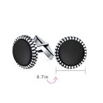 Classic Round Black Onyx Shirt Cufflinks for Men - Sterling Silver Bullet Hinge - Image 11