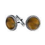 Classic Round Black Onyx Shirt Cufflinks for Men - Sterling Silver Bullet Hinge - Image 3