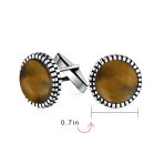 Classic Round Black Onyx Shirt Cufflinks for Men - Sterling Silver Bullet Hinge - Image 12