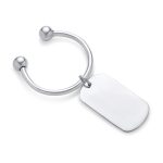 Dog Tag ID Keychain Horseshoe Key Ring Secure Ball-Screw Tip .925 Sterling Silver