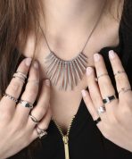 Trendy Fashion Cocktail Statement Ring with Black CZ and Pave Cubic Zirconia - Image 4
