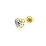 Tiny Cubic Zirconia Heart Cartilage Ear Stud 14K Gold Simulated Birthstone 4MM - Image 5