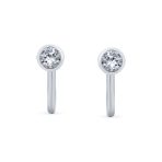 Minimalist Blue CZ Clip-On Earrings Rose Gold Plated Sterling Silver 4MM - Image 2