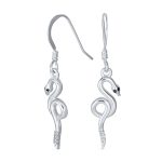 Egyptian Dangle Earrings Snake Design Sterling Silver