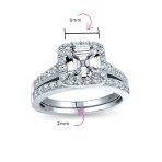 Art Deco Style 2CT Asscher Cut Square CZ Cubic Zirconia Halo Engagement Ring Band Set Sterling Silver - Image 4