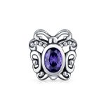 Set of 3 Purple CZ Butterfly Solid Lilac Purple Crystal Spacer Bead Charm Bead - Image 2