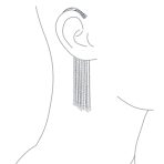 Right Fashion Fringe Cascade Ear Cuff Cartilage Hook Crystal Earring Silver Tone - Image 3