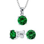 4CTW Round Yellow CZ Solitaire Stud Earrings & Pendant Necklace Set .925 Sterling Silver - Image 8