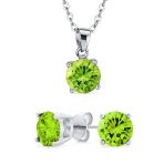 4CTW Round Yellow CZ Solitaire Stud Earrings & Pendant Necklace Set .925 Sterling Silver - Image 6