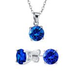 4CTW Round Yellow CZ Solitaire Stud Earrings & Pendant Necklace Set .925 Sterling Silver - Image 4
