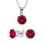 4CTW Round Yellow CZ Solitaire Stud Earrings & Pendant Necklace Set .925 Sterling Silver - Image 2