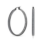 Channel Set Crystal Large Statement Hoop Earrings Stainless Steel 2" Diameter