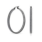 Channel Set Crystal Large Statement Hoop Earrings Stainless Steel 2" Diameter