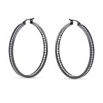 Channel Set Crystal Large Statement Hoop Earrings Stainless Steel 2" Diameter - Image 4