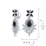 Cocktail Leaf Motif Cubic Zirconia Black White CZ Chandelier Clip-On Earrings - Image 20