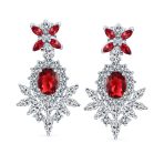 Cocktail Leaf Motif Cubic Zirconia Black White CZ Chandelier Clip-On Earrings - Image 8