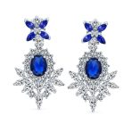 Cocktail Leaf Motif Cubic Zirconia Black White CZ Chandelier Clip-On Earrings - Image 9
