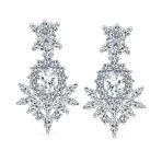 Cocktail Leaf Motif Cubic Zirconia Black White CZ Chandelier Clip-On Earrings - Image 7