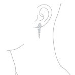Long Cocktail Cubic Zirconia CZ Marquise Waterfall Dangle Chandlier Earrings - Image 2