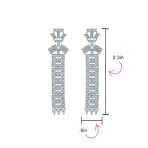 Elegant Bridal Cubic Zirconia CZ Linear Art Deco Statement Asian Motif Column Chandelier Earrings - Image 4