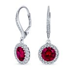 Set of 2 3CT Halo Solitaire CZ Dangle Earrings Rose Gold & Gold Plated Silver - Image 10