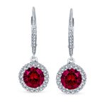 Set of 2 3CT Halo Solitaire CZ Dangle Earrings Rose Gold & Gold Plated Silver - Image 12