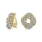 Fashion Twist Braided Crystal Love Knot Clip-On Earrings Non-Pierced Ears - Image 2