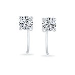 Set of 2 Tiny CZ Solitaire Threader Stud Earrings Gold Plated Sterling Silver - Image 2